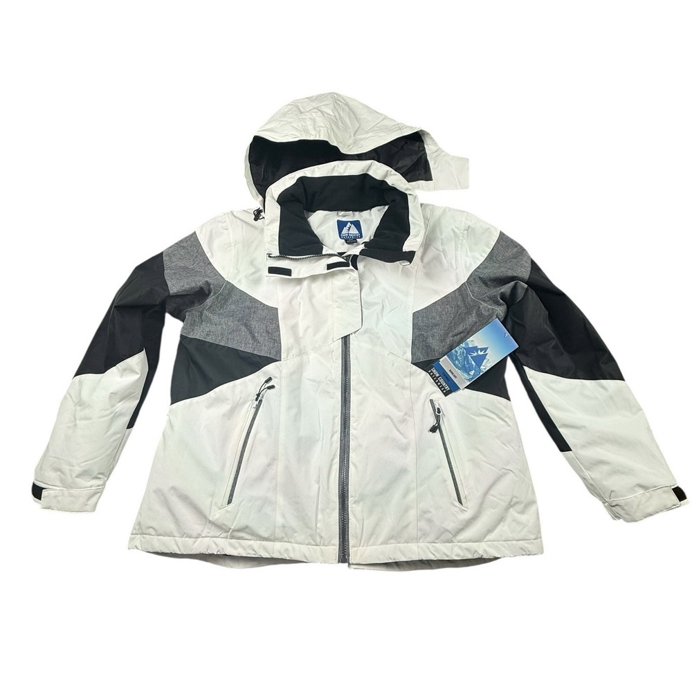SNOW COUNTRY OUTERWEAR Ski Jacket Womens 3X White Black Gray Hooded NEW‎